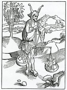 De aquellos que desprecian la alegría eterna y ponen las cosas transitorias antes que las eternas y duraderas, ilustración de la traducción al inglés de Alexander Barclay de 